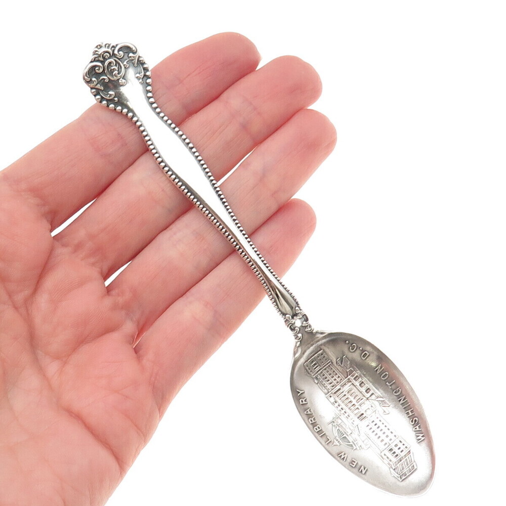 ALVIN Sterling Silver Antique Art Deco New Library Washington DC Coffee Spoon